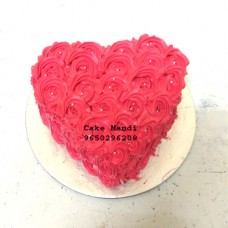 Red Flower Heart Shape Cake